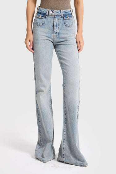 FLARE HIGH RISE JEANS - SKY