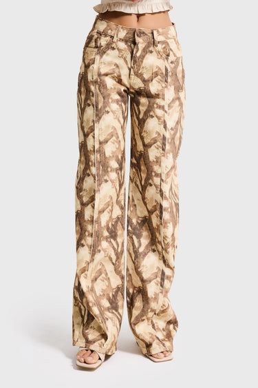 PRINTED BOYFRIEND MID RISE JEANS