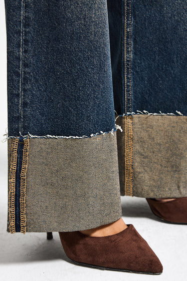 STRAIGHT MID RISE JEANS - CORNFLOWER