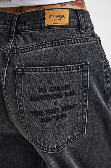BARREL BALLOON MID RISE JEANS - JET BLACK