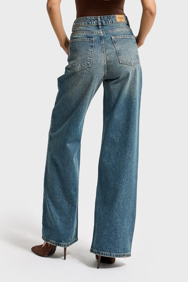 OLEA WIDE HIGH RISE JEANS - CORNFLOWER