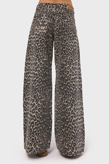 LEOPARD PALAZZO MID RISE JEANS