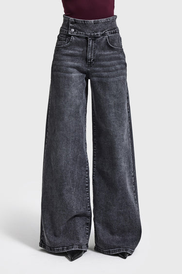 Palazzo Mid Rise Jeans - Stone