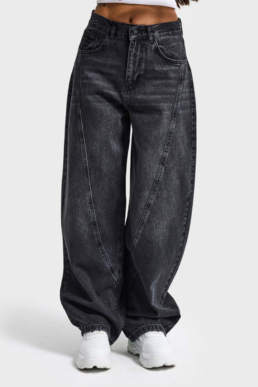 BARREL BALLOON MID RISE JEANS - JET BLACK