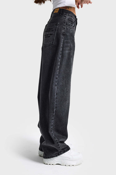 BARREL BALLOON MID RISE JEANS - JET BLACK