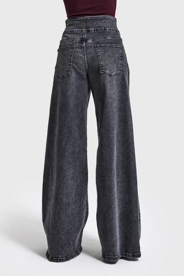 Palazzo Mid Rise Jeans - Stone