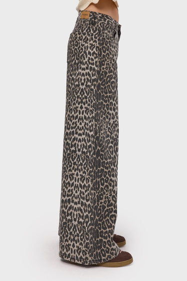 LEOPARD PALAZZO MID RISE JEANS