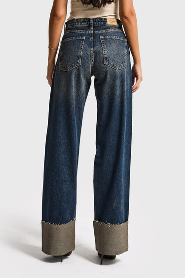 STRAIGHT MID RISE JEANS - CORNFLOWER
