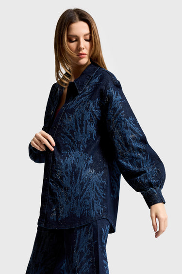 RHINESTONE OVERSIZED DENIM JACKET