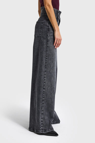 Palazzo Mid Rise Jeans - Stone