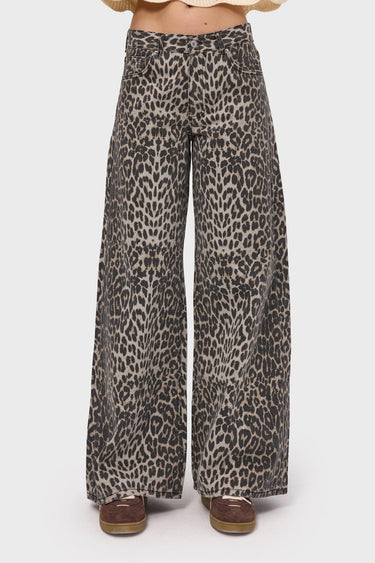 LEOPARD PALAZZO MID RISE JEANS