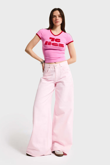 ELENA PALAZZO MID RISE JEANS - BLUSH