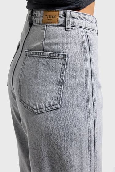 LOOSE MID RISE JEANS - LIGHT GRAY