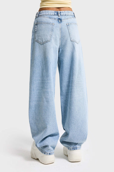 STRAIGHT LOW RISE JEANS  - AQUA