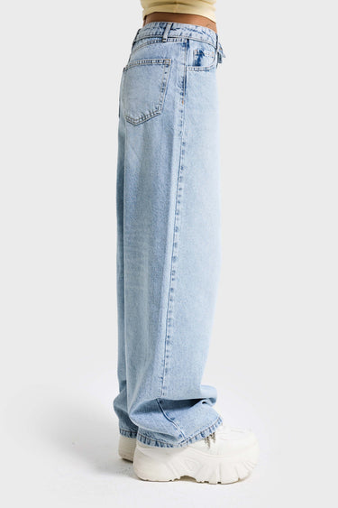 STRAIGHT LOW RISE JEANS  - AQUA