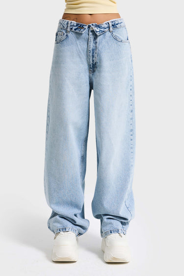 STRAIGHT LOW RISE JEANS  - AQUA