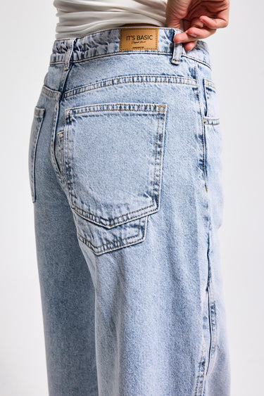 PALAZZO MID RISE JEANS - POWDER