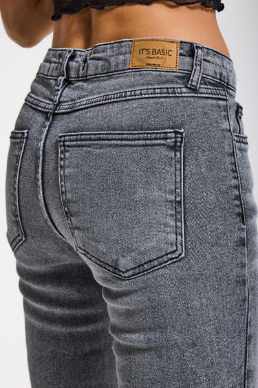 Flare Mid Rise Jeans - Light Gray