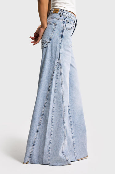 PALAZZO MID RISE JEANS - POWDER