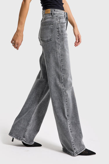 WIDE HIGH RISE JEANS - GRAY