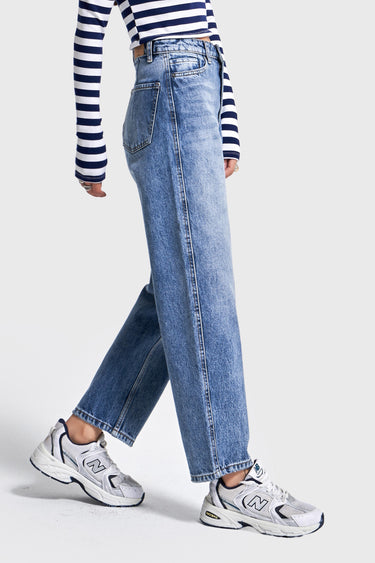 JUNE RELAXED MID RISE JEANS - AQUA