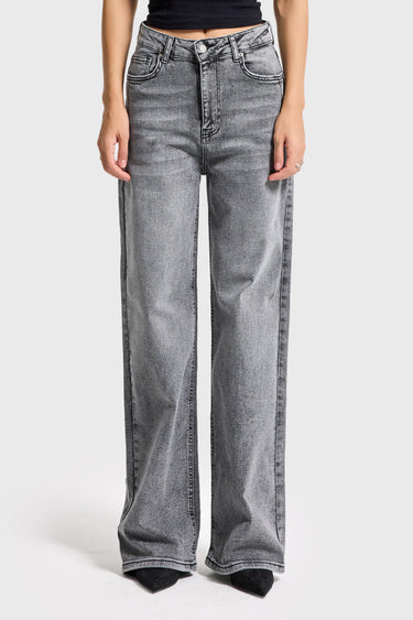 WIDE HIGH RISE JEANS - GRAY