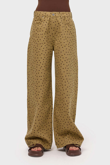 POLKA BAGGY LOW RISE JEANS - MUSTARD