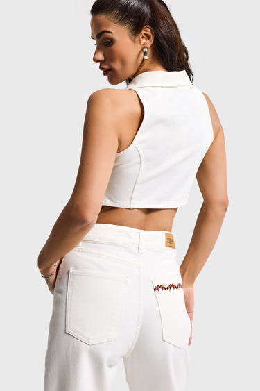 CROPPED DENIM WAISTCOAT