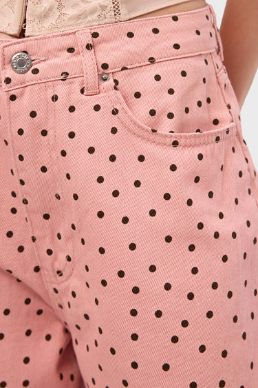 POLKA BAGGY LOW RISE JEANS - CORAL