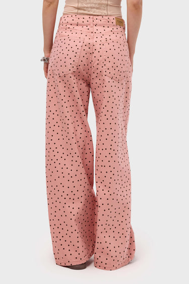 POLKA BAGGY LOW RISE JEANS - CORAL