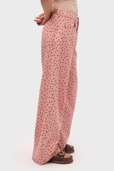 POLKA BAGGY LOW RISE JEANS - CORAL