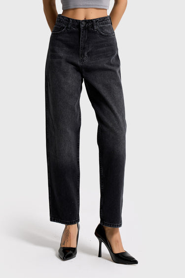 JUNE RELAXED MID RISE JEANS - SOFT BLACK