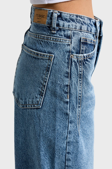 OLEA WIDE HIGH RISE JEANS  - AQUA