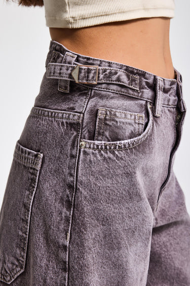 SKATER MID RISE JEANS - GRAY