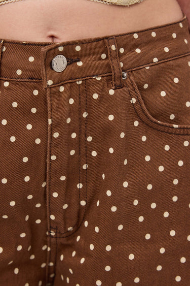 POLKA BAGGY LOW RISE JEANS - CHOCOLATE