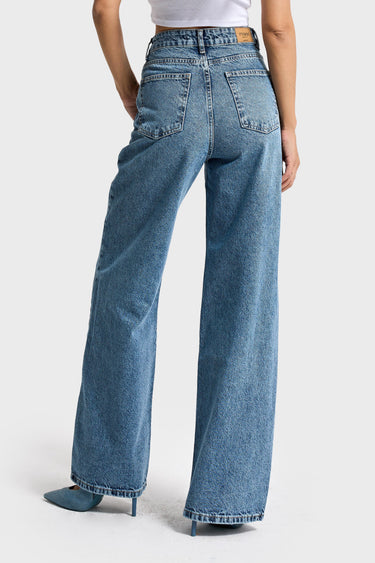 OLEA WIDE HIGH RISE JEANS  - AQUA