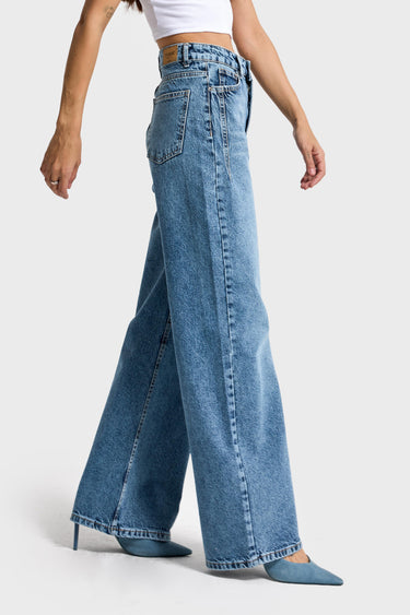OLEA WIDE HIGH RISE JEANS  - AQUA
