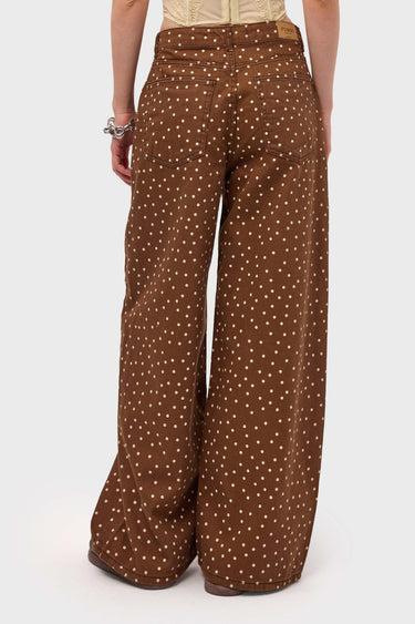 POLKA BAGGY LOW RISE JEANS - CHOCOLATE