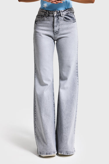 FLARE MID RISE JEANS - GRAY