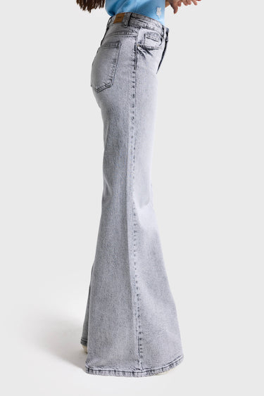 FLARE MID RISE JEANS - GRAY