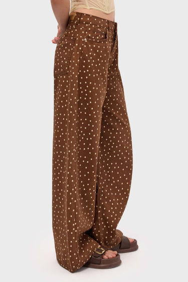POLKA BAGGY LOW RISE JEANS - CHOCOLATE