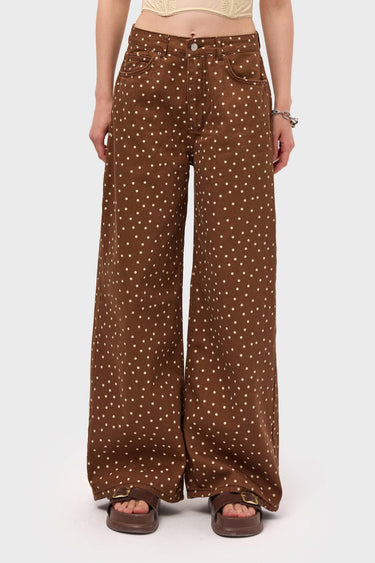 POLKA BAGGY LOW RISE JEANS - CHOCOLATE
