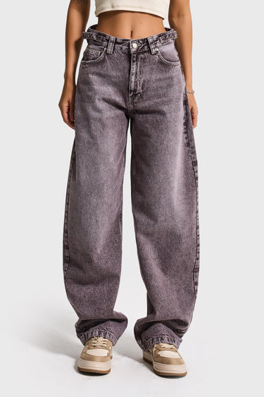 SKATER MID RISE JEANS - GRAY