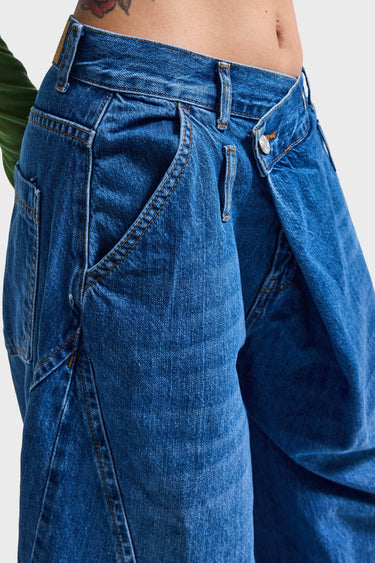 CROSS BAGGY BALLOON MID RISE JEANS - ROYAL BLUE