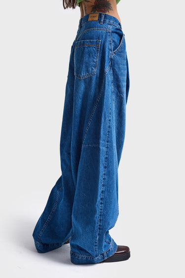 CROSS BAGGY BALLOON MID RISE JEANS - ROYAL BLUE