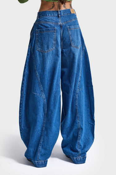 CROSS BAGGY BALLOON MID RISE JEANS - ROYAL BLUE