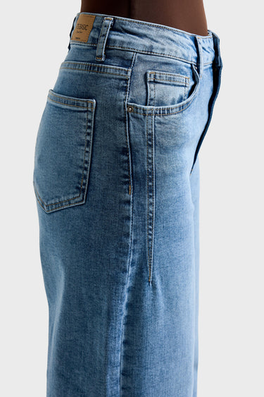 WIDE HIGH RISE JEANS - AQUA
