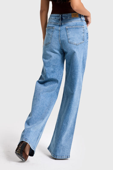 WIDE HIGH RISE JEANS - AQUA