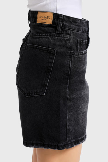 MINI DENIM SHORT - GRAPHITE