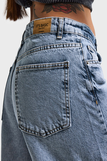 ELEPHANT LEG LOW RISE JEANS - AZURE